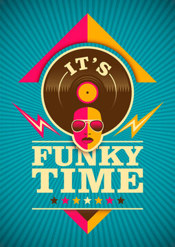 Funky poster design in retro style. Vector illustration.