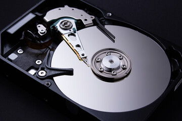 Hard disk closeup. Detail of a computer.