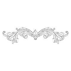 Fototapeta premium Vintage Ornament Element in baroque style with filigree and floral engrave the best situated for create frame, border, banner. It's hand drawn foliage swirl like victorian or damask design arabesque.