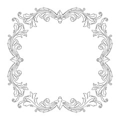 Vintage Ornament Element in baroque style with filigree and floral engrave the best situated for create frame, border, banner. It's hand drawn foliage swirl like victorian or damask design arabesque.