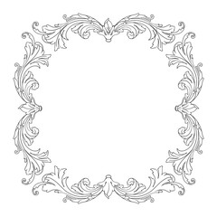 Vintage Ornament Element in baroque style with filigree and floral engrave the best situated for create frame, border, banner. It's hand drawn foliage swirl like victorian or damask design arabesque.