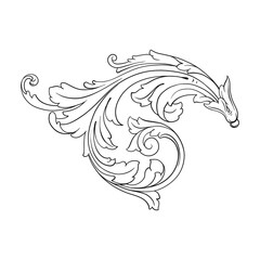 Naklejka premium Vintage Ornament Element in baroque style with filigree and floral engrave the best situated for create frame, border, banner. It's hand drawn foliage swirl like victorian or damask design arabesque.