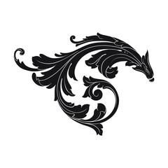 Vintage Ornament Element in baroque style with filigree and floral engrave the best situated for create frame, border, banner. It's hand drawn foliage swirl like victorian or damask design arabesque.