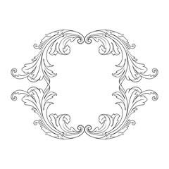Vintage Ornament Element in baroque style with filigree and floral engrave the best situated for create frame, border, banner. It's hand drawn foliage swirl like victorian or damask design arabesque.
