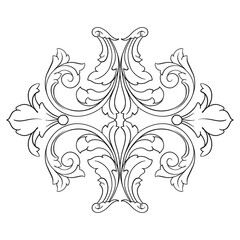 Vintage Ornament Element in baroque style with filigree and floral engrave the best situated for create frame, border, banner. It's hand drawn foliage swirl like victorian or damask design arabesque.