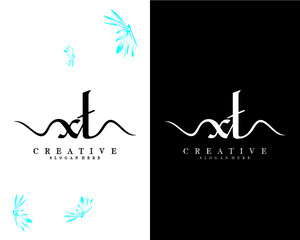 xt, tx letters handwriting logotype vector for company/business identity
