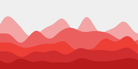 Abstract red hills background. Colorful waves superb vector illustration.