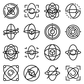 Gyroscope icons set. Outline set of gyroscope vector icons for web design isolated on white background