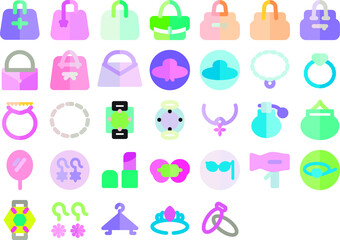 Media Icon Woman Accessories Flat Style for any purposes website mobile app presentation