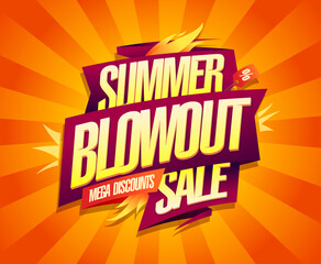 Summer blowout sale, mega discounts - vector advertising banner