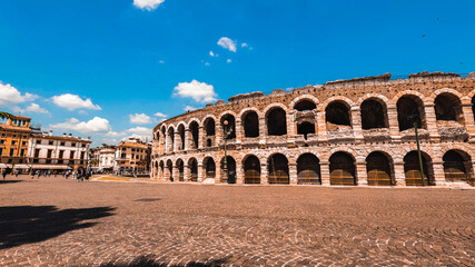 Verona Arena, Arena di Verona is famous Roman amphitheatre in Piazza Bra. Verona, Italy
