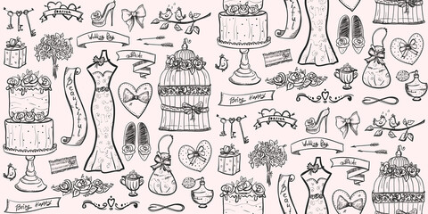 Obraz premium Fashion wedding bridal seamless pattern
