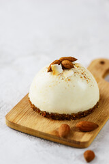 Homemade raw cake with almonds and coconut. No sugar, gluten, lactose.
