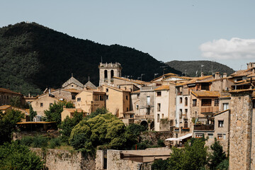 Fototapeta na wymiar Landscape from the bridge in Besalu village, Costa Brava. Spain.