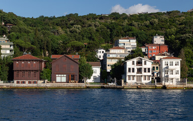 Fototapeta na wymiar Buildings in Bosphorus Strait Side of Istanbul, Turkey