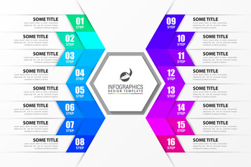 Infographic design template. Creative concept with 16 steps - obrazy, fototapety, plakaty