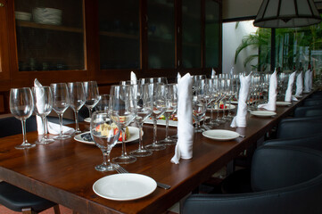 table set for elegant food indoors
