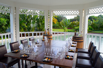 table elegantly set inside a gazebo