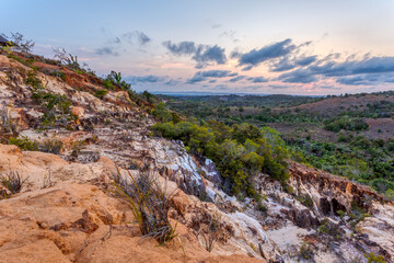 Fototapeta na wymiar beautiful sunset in landscape near Nosy Be, Madagascar countryside