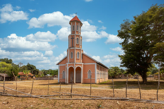 Small christian church in rural area, Madagascar countryside