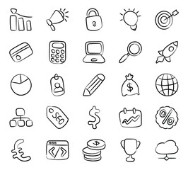 
Business Icons in Modern Doodle Style Pack 
