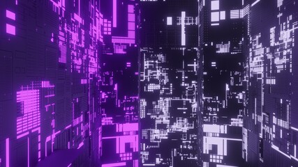 3D rendered future technology wallpaper.  Violet and white computer background 