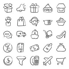 
Pack of Shopping Doodle Icons 
