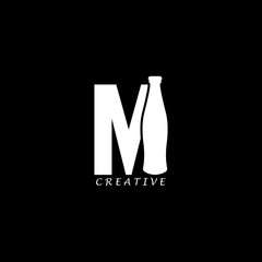 Bottle concept simple flat M letter logo design