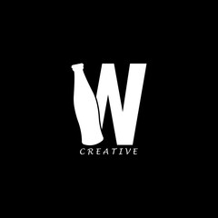 Bottle concept simple flat W letter logo design