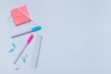 Flat lay of back to school supplies