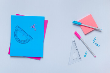 Flat lay of back to school supplies