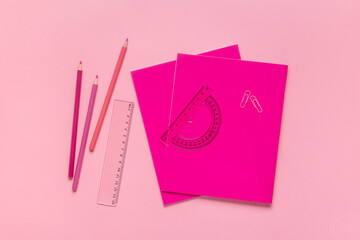 Flat lay of back to school supplies