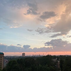 sunset over the city