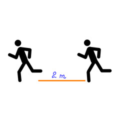 Fototapeta na wymiar Stick man running. Social distance in sporting activities. Prevention of coronavirus.