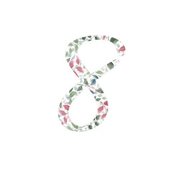 Number 8 for text design, holiday cards, decor and design of text messages, wedding invitations.