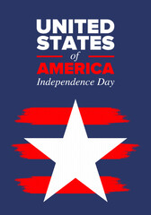 Independence Day in United States of America. The Fourth of July. Happy national holiday, celebrated annual in July 4. American flag. Country freedom day. Patriotic event design. Vector poster