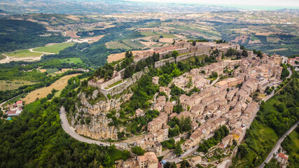 Fototapeta na wymiar Civitella del Tronto is a remarkable cliff-top town in the Gran Sasso e Monti della Laga National Park of Italy, Abruzzo region in Italy