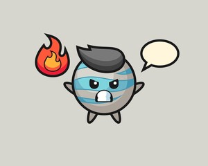 Planet cartoon with angry gesture