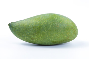 Fresh green mango on white background. Tropical fruit