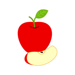 red apple with leaf