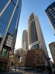 Fototapeta na wymiar Australia, Sydney, 2014 August,on the streets of the metropolis, view of buildings