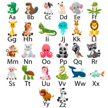 Alphabet with cartoon animals