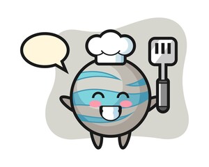 Planet chef cartoon is cooking