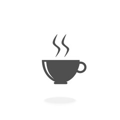 Hot Coffee Cup Icon Black Silhouette Vector Illustration Sign Symbol