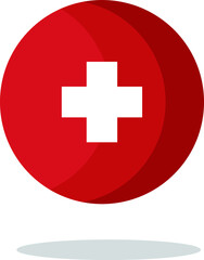 vector icon volumetric sign of Sweden, white cross on a red background icon vector illustration in volumetric style, cartoon sticker Ambulance Sweden