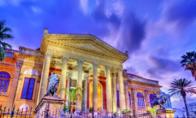 Foto op Canvas The Teatro Massimo Vittorio Emanuele, the biggest in Italy opera house. Palermo, Sicily © Leonid Andronov