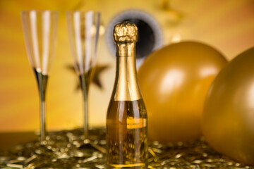 New Year's Eve and champagne and new year,
