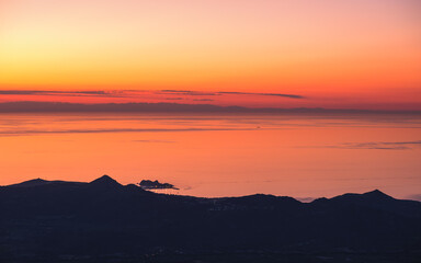 Sunset over Ile Rousse and Mediterranean in Corsica