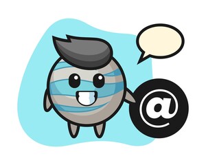 Planet cartoon standing beside the At symbol