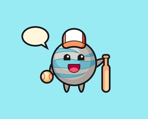 Planet cartoon as a baseball player
